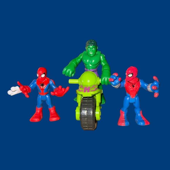 Playskool Marvel Super Hero Hulk Spider-Man Adventure Hero’s Motorcycle Figures - Picture 2 of 7